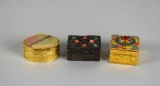 Three Collectible Trinket Boxes: Micromosaic, Stone Top & Cabochon Topped