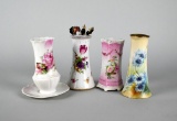 Lot of 4 Vintage Porcelain Hat Pin Holders, RS Prussia, Etc.