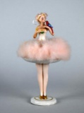 Vintage GM Paris Fance Ballerina Vanity Powder Puff on Porcelain Base