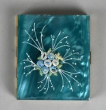 Vintage Enamel And Stitchery Decorated Makeup Compact