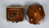 Two Vintage Tooled Leather Makeup Compacts, Italy