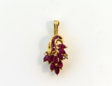 14K Gold Lab Ruby and Diamond Pendant