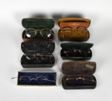 Lot of Six Antique Eyeglasses with Cases