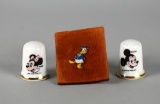 Lot of Vintage Disney Collectible Thimbles and Pin
