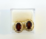 10K Yellow Gold and Red Citrine Earrings