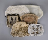 Lot of Six White/Cream Hand Beaded Clutches & Small Purses: La Regale, Richere, & Others