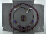 Three Amethyst Glass Jewelry Pieces