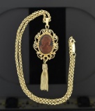 Whiting & Davis Glass Cameo Pendant Necklace