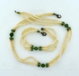 Pearl & Jade Necklace & Bracelet Set