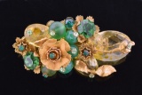 Vintage Gold & Green Brooch Pin