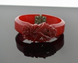 Chunky Vintage Red Bakelite Bangle Bracelet