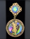Art Nouveau Period Pendant with Large Iridescent Jewels