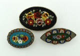 Three Vintage Micromosaic Pins, Italy