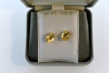 10K Gold and Yellow Citrine Earrings