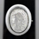 Antique 19th C. Black Jet Victorian Mourning Cameo Pin