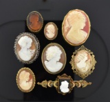 Lot of Vintage Cameo Pins, Pendants