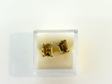 14K Gold and Octagonal Cut Yellow Citrine Earrings