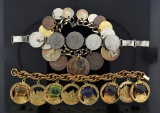 Vintage Foreign Coin or Destination Medallion Bracelets