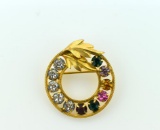 Vintage Gold Filled Mother's Pin, Stones are Glass