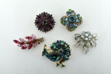 Five Ebullient Vintage Costume Pins