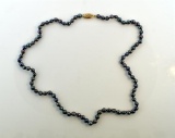 Grey-Black Pearl Necklace with 14K Gold Clasp