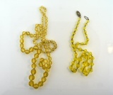 Two Yellow Faceted Glass Bead Necklaces