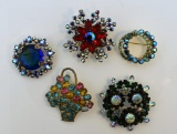 Five Dazzling Vintage Costume Pins