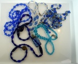 Five Blue Glass Bead Necklaces