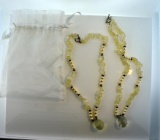 Two Pearl and Glass Bead Necklaces with Faceted Drop Pendant