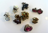 Lot of Fancy Rhinestone Vintage Clip Earrings