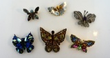 Lot of Spectacular Vintage Costume Butterfly Pins