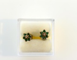 14K Gold Emerald and Diamond Earrings