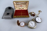 Lot of Antique Pocket Watch and Watch Fob Items w/ Old Benrus Case