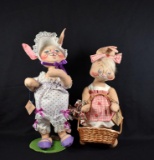 Pair of Annalee Mobilitee Dolls Inc. Spring Rabbit Plush Figures, New Hampshire