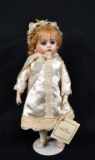 L Bro Original Designs French 11” Porcelain Bisque Doll w/ Doll Stand, 1992