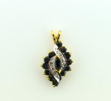 Vermeil Sterling Silver Lab Sapphire and Diamond Pendant