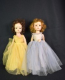 Lot of Two 1950s Vintage Madame Alexander 14” Dolls in Evening Dresses