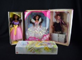 Lot of 4 Mattel 1990s Barbie Dolls “Spring Petals”, “Spring Blossom”, “Happy B'Day”, “Victorian