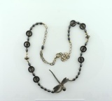 Sterling Silver and Hematite 24” Dragonfly Pendant Necklace