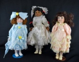 Lot of Three Porcelain & Soft Body Dolls: Marian Yu Design Co., Juli's, & Dynasty Doll