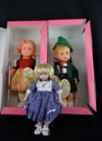 Lot of Three German Dolls: M. I. Hummel Vinyl “Hansl” & “Rosl” & Goebel Porcelain February Doll