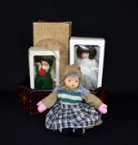 Lot of Four Porcelain Dolls in Decorative Box: Gorham, Avon, & Other