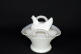 Westmorland Milk Glass Hen on Nest Covered Dish w/ Handles