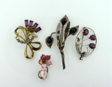 Lot of Four Sterling Silver Brooch Pins