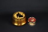 Lot of Two Round Music Boxes “Blue Danube”  & “Edelweiss”