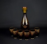 Murano Cenedese Decanter Set w/ Six Matching Glasses