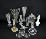 Lot of Decorative Glass Pieces: Vases, Paper Weight, Salts, Bowl, Others