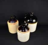 Lot of Three Antique Whiskey Jugs