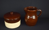 Two Antique Brown Glazed Stoneware Items