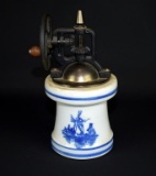 Old Blue & White Porcelain Spice Grinder Pepper Mill